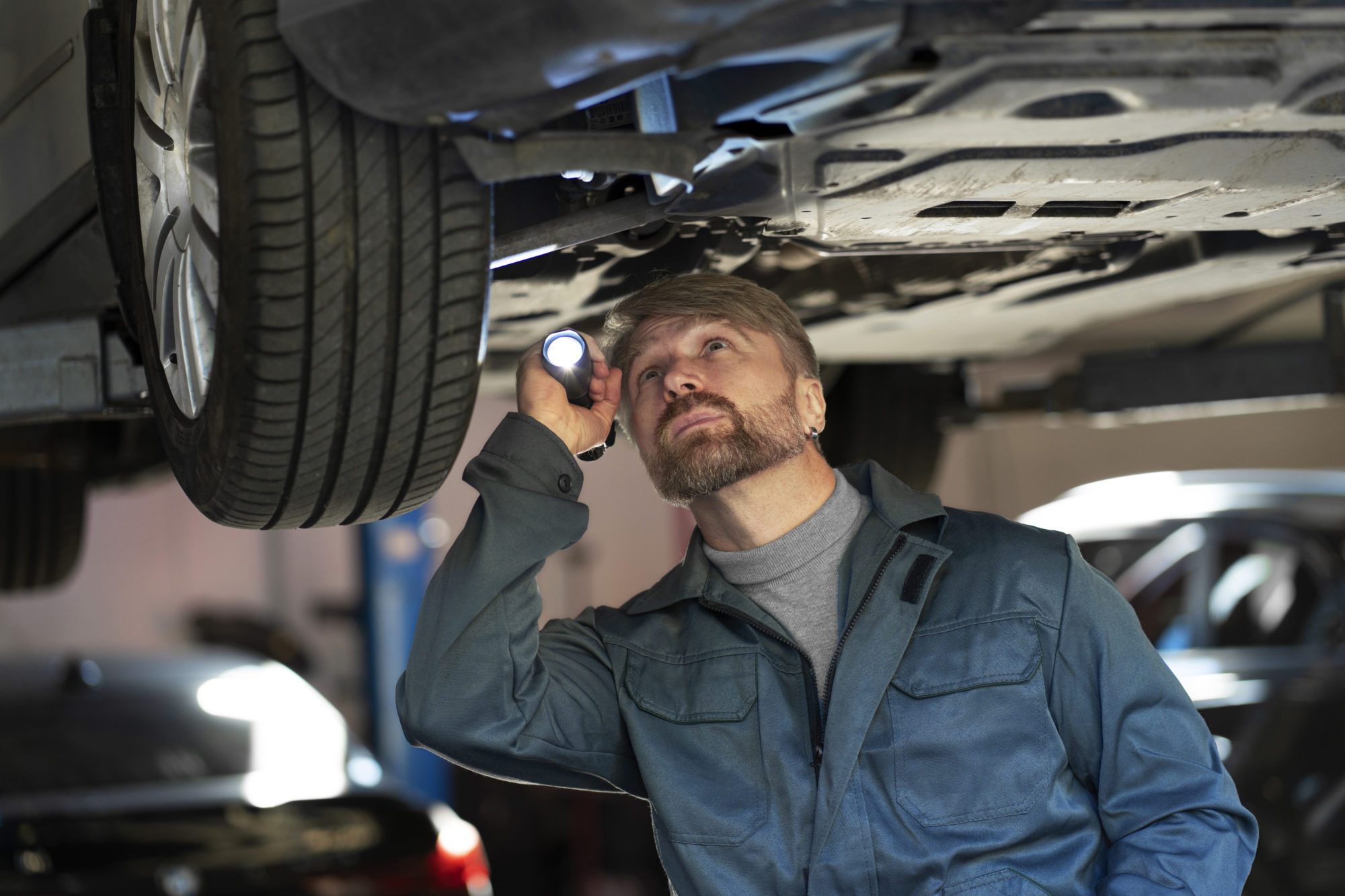 medium shot man checking car - Groupe Alsoweb